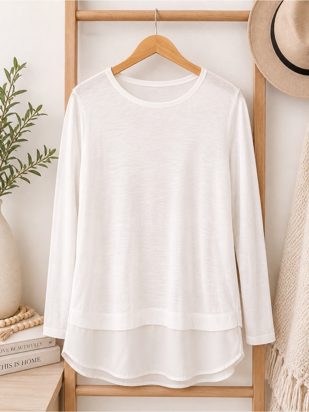 J Crew Mercantile 3/4 sleeve white top